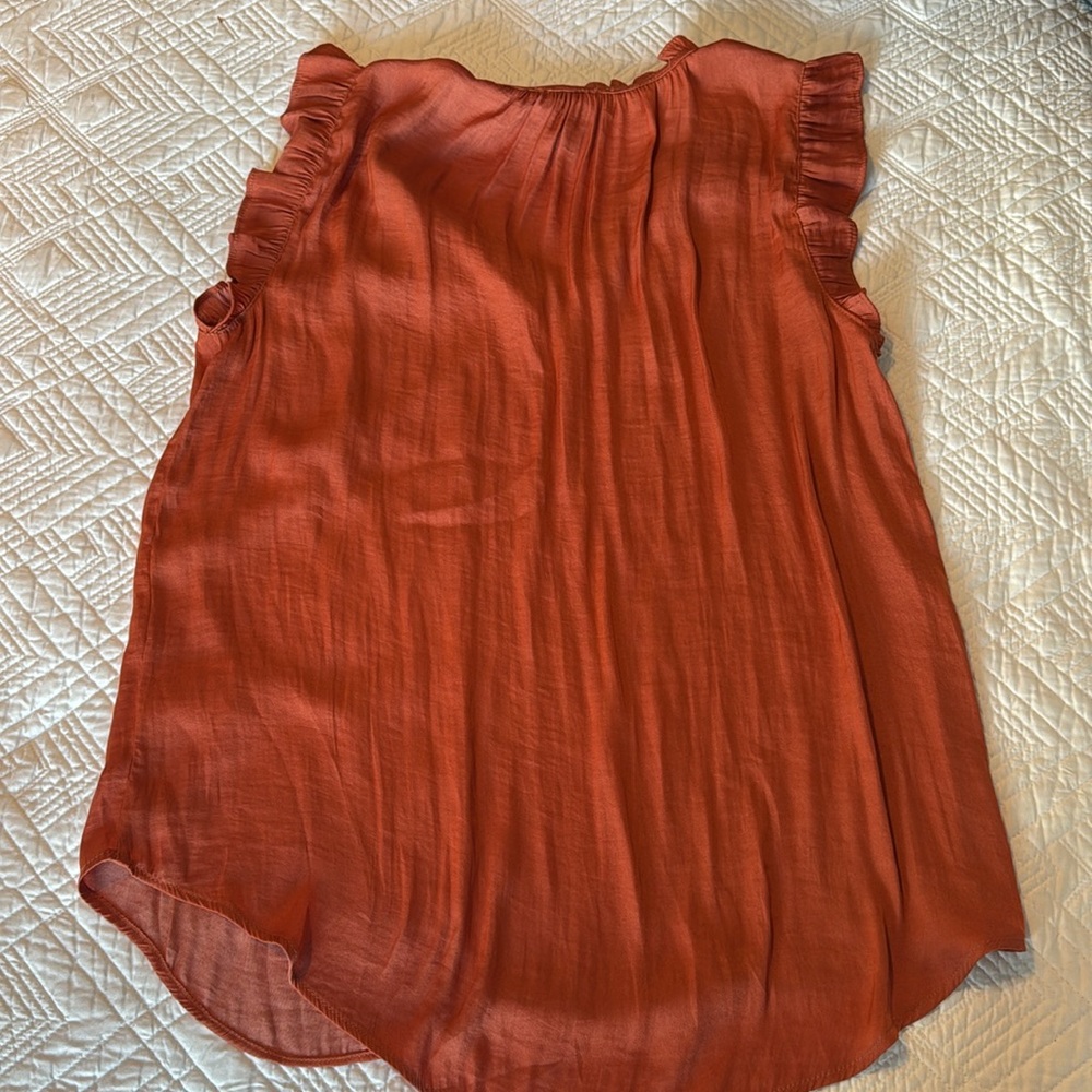 Jones New York Silky Terracotta Sleeveless Blouse - Picture 6 of 7